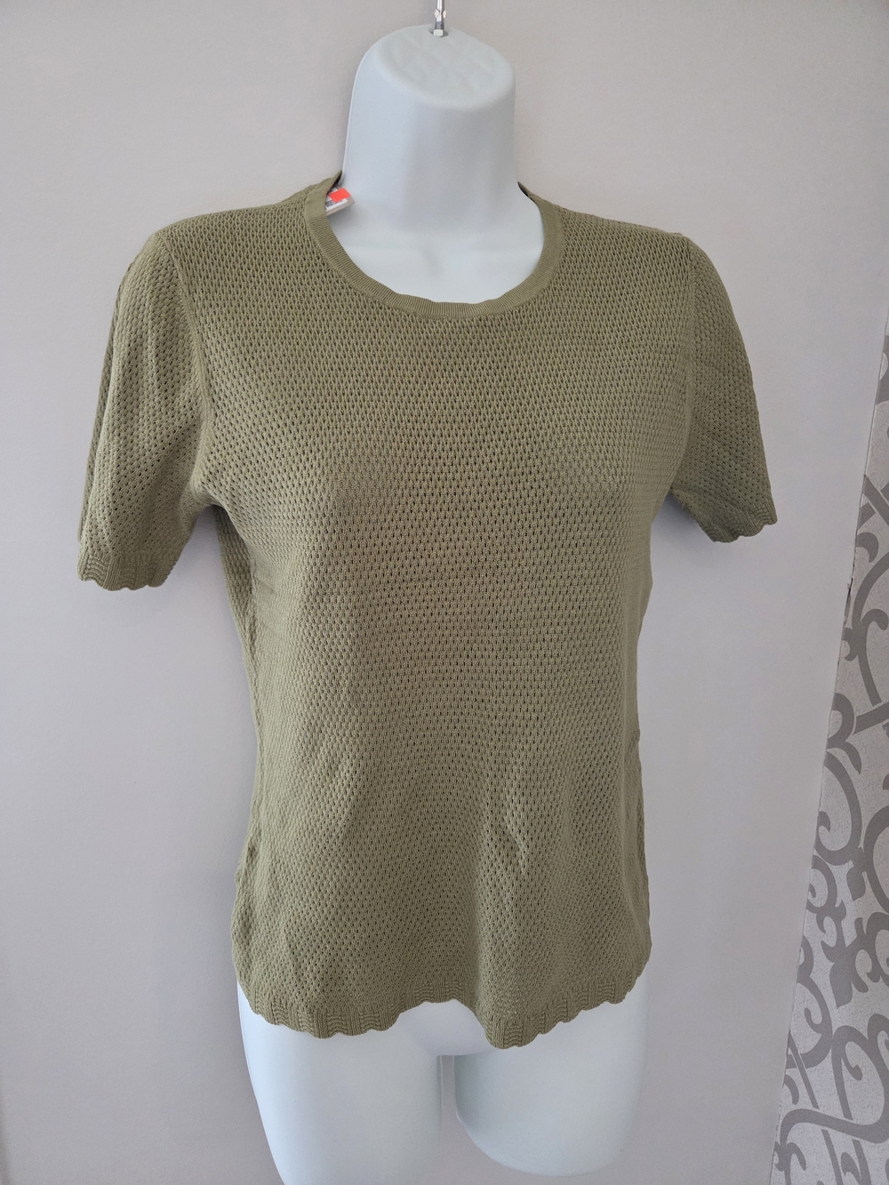 Olive Green Women's Short Sleeve Knit Top